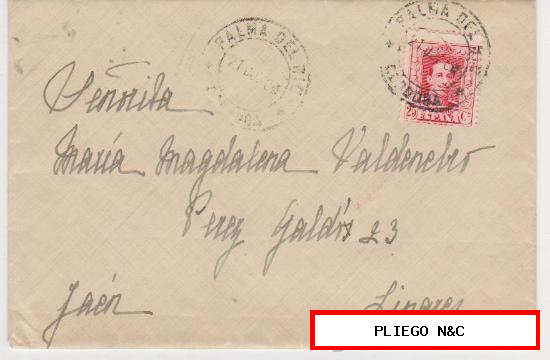 Carta de Palma del Río a Linares de 21 Julio 1930. Franqueada con sello 317