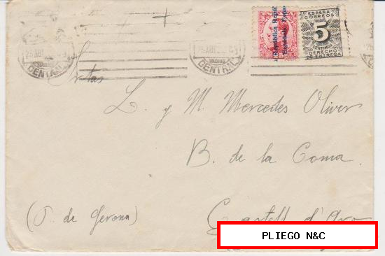 Carta de Madrid a Castell d´oro. de 25 Abril 1932, Franqueado con sellos 598 y 592