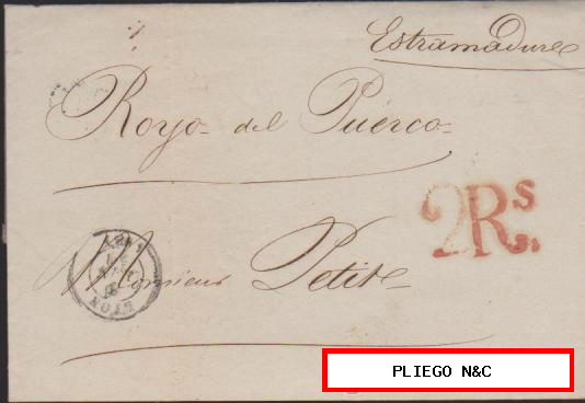 Carta de Lyon a Arroyo del Puerco del 5 de Jun. 1851. Matasellos de Lyon