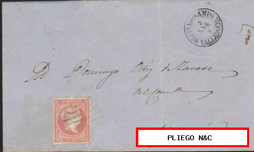 Carta de Medina del Campo a Madrid del 3 Ene. 1858. Franqueado con Edifil 48 matasellado