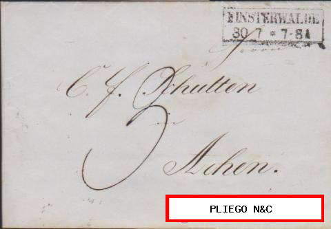 Carta de Finsterwalde a Aachen del 30 Jul. 1854. Con fechador de Finsterwalde