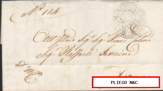 Carta de Lapedona a Fermo del 1 Abr. 1852. Con marca de la Delegacione Apostólica