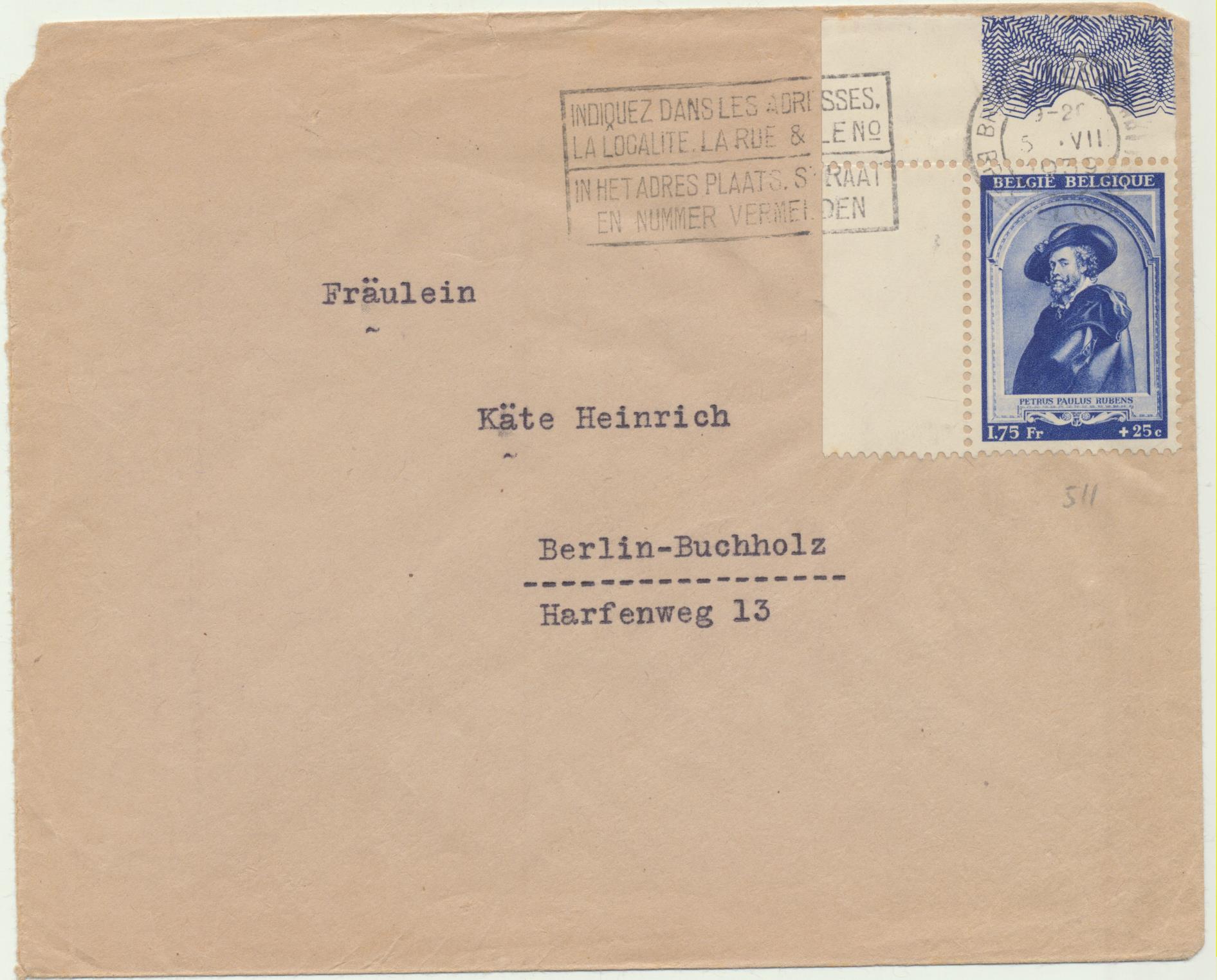Carta de Bruselas a Berlín. Del 5-7-1939
