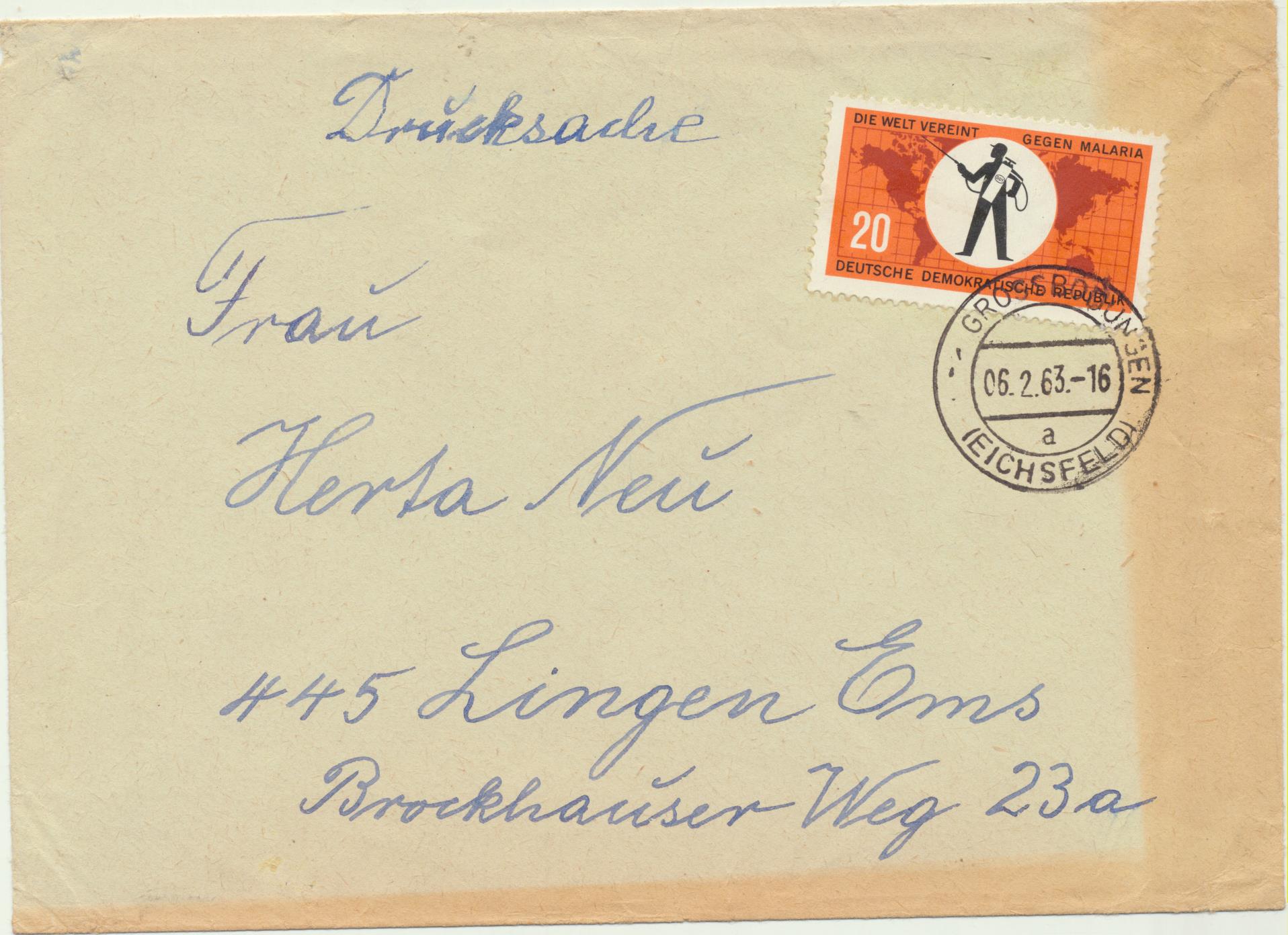República Democrática Alemana. Carta de Grossboungen. Del 6-2-1963