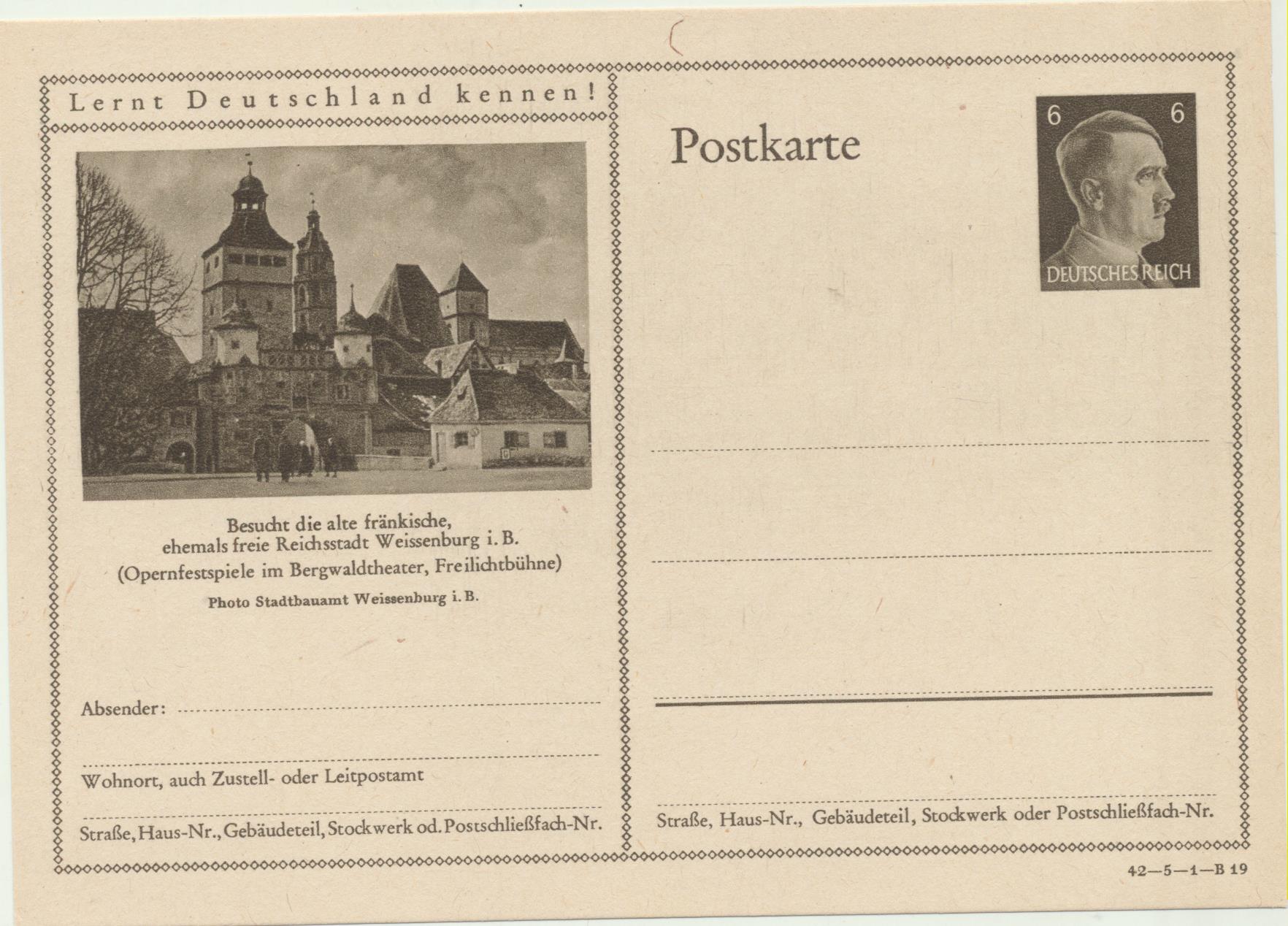 Alemania. Entero Postal. Hitler (1942) Besucht