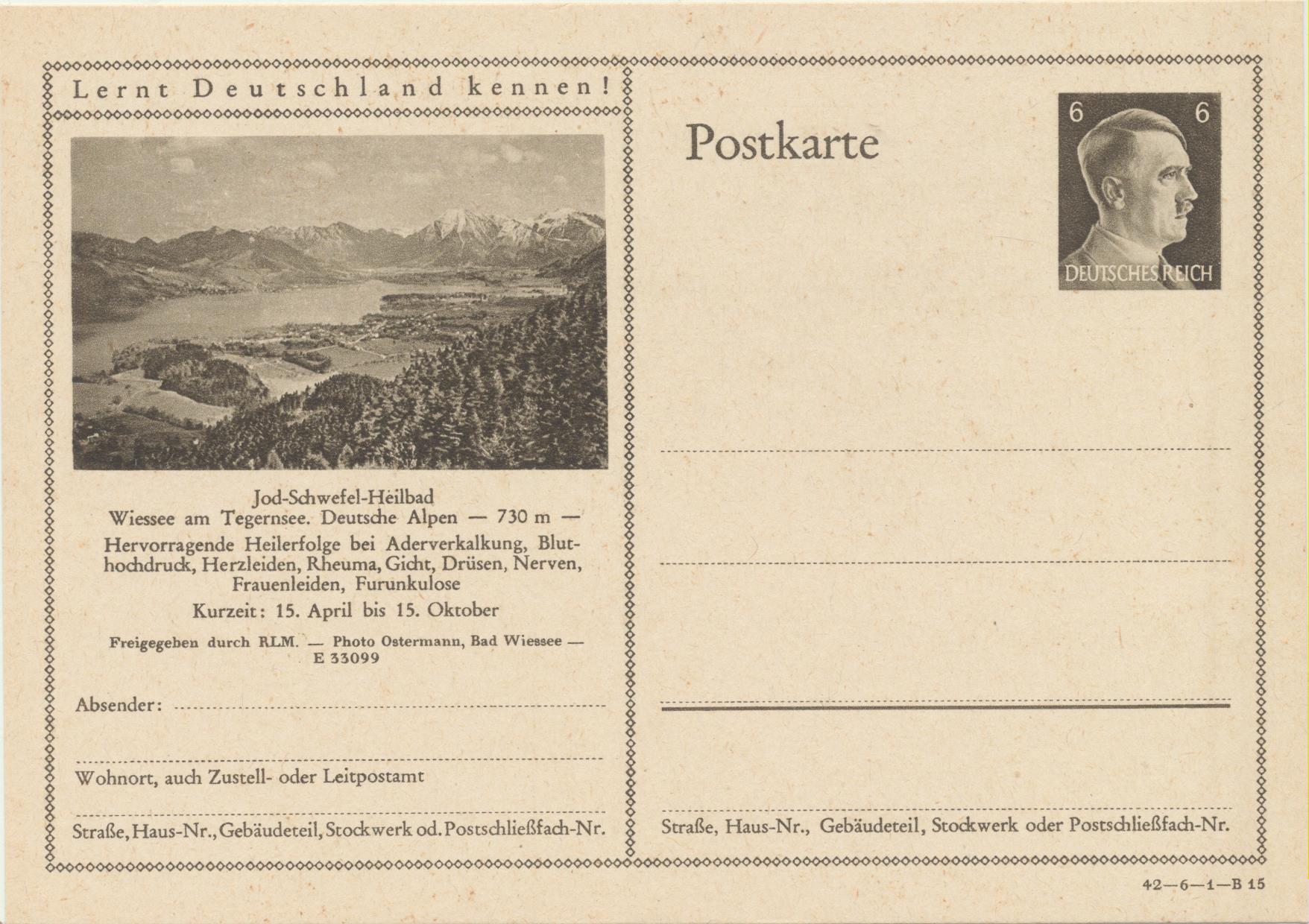 Alemania. Entero Postal. Hitler (1942) Heilbad