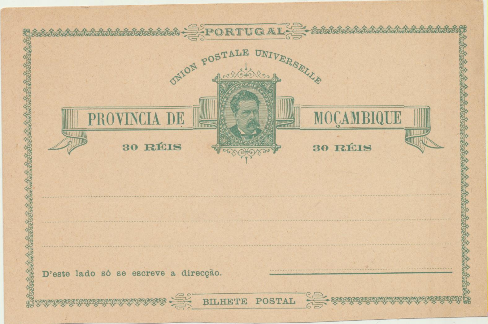 Entero Postal Mozambique. Bilhete Postal Moçambique. 30 Reis