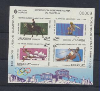 Uruguay 1996. 100 Años Juegos Olímpicos Modernos. Yvert Block nº 60 ** SIN DENTAR