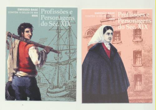 Portugal 1997. Profesiones y personajes del Siglo XIX. 2 Carteritas : 49x10 y 80x10 **