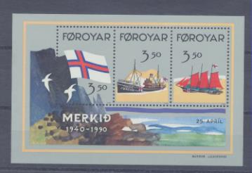 1990. Islas Feroe. Aniversario de la bandera Yvert 194-96 **