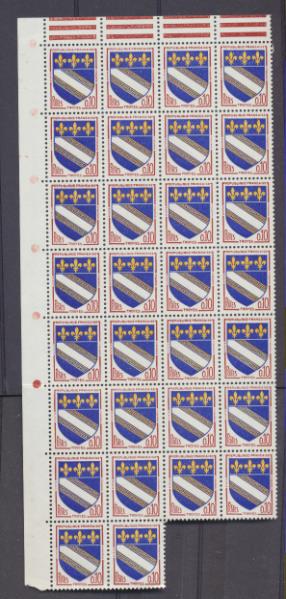 Francia 1963. Escudo de Troyes. Bloque de treinta Yvert 1353 **