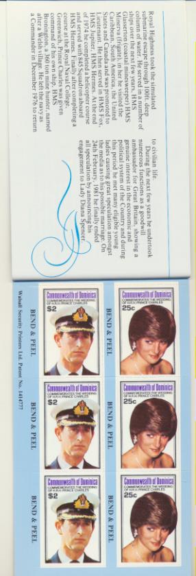 Dominica. Carnet de lujo de la Boda del Príncipe Carlos y Lady Diana. Con bloque de sellos **