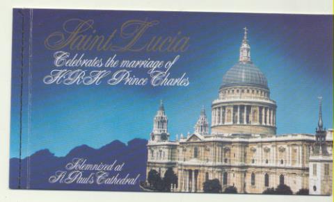 Saint Lucia. Carnet de lujo de la boda del Príncipe Carlos y Lady Diana. Contiene bloque de sellos **