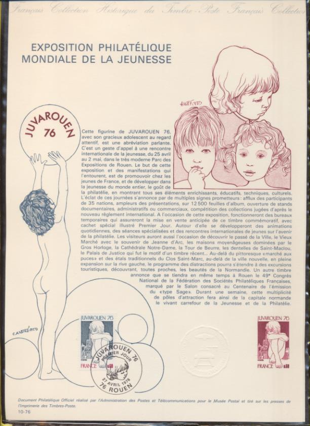Colección Histórica del Sello Francés. 9 y 10. 1976 Matasellos Primer día