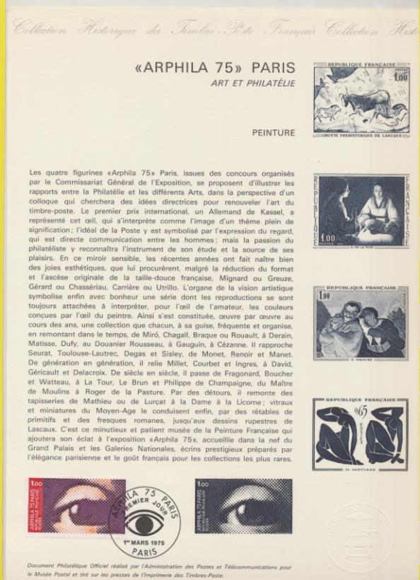 Colección Histórica del Sello Francés. 6 y 7 1975 Matasellos Primer día