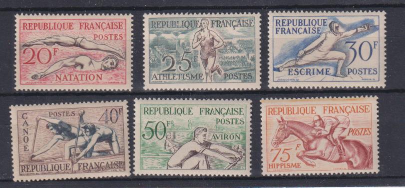 1953. Francia. Atletas franceses en Helsinki. Serie Completa. Yvert 960-65*