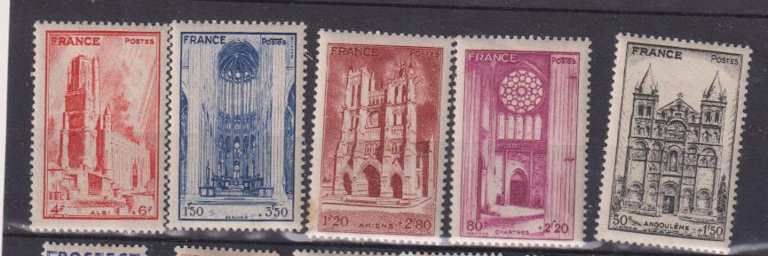 Francia 1944. Catedrales. Yvert 663-67*