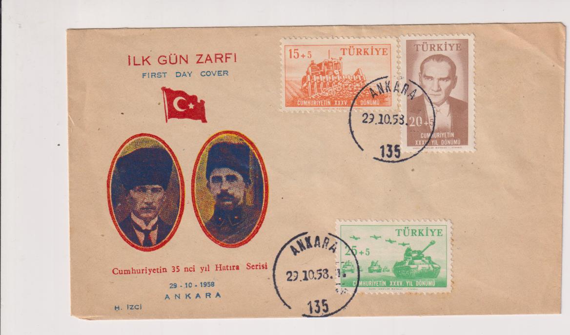 Turquía. Sobre Primer Día 29-Oct. 1958