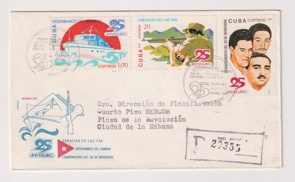 Cuba. Sobre Primer Día 25 Aniversario Creación de las FAR. 2 Dic. 1981