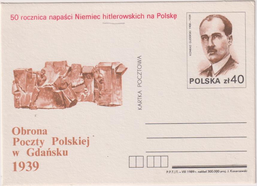 Polonia. Tarjeta entero Postal. 1939-1989