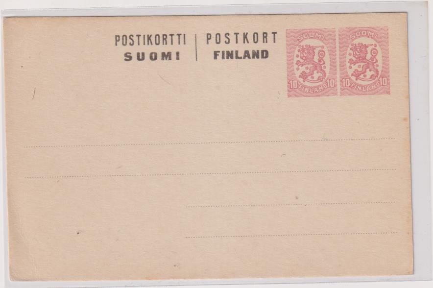 Finlandia. Tarjeta Entero Postal. SIN USAR. 1920