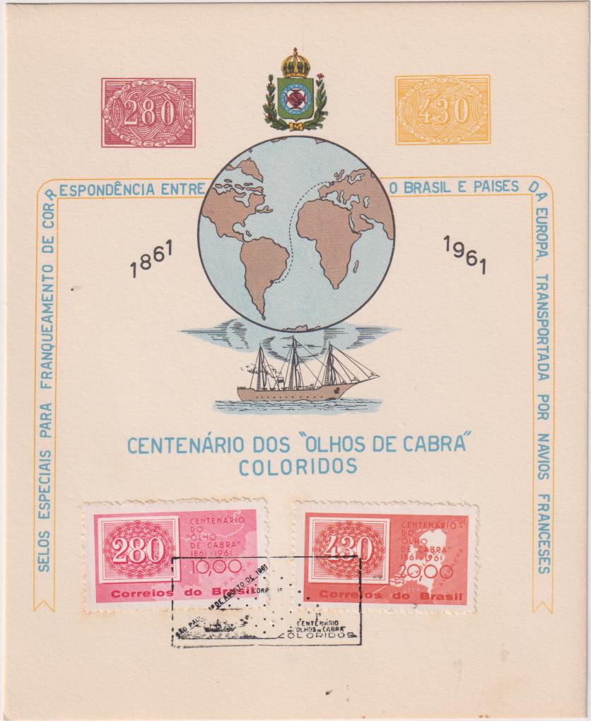 Portugal. Tarjeta Entero Postal Centenario dos olhos de Cabra Coloridos. Agosto 1961