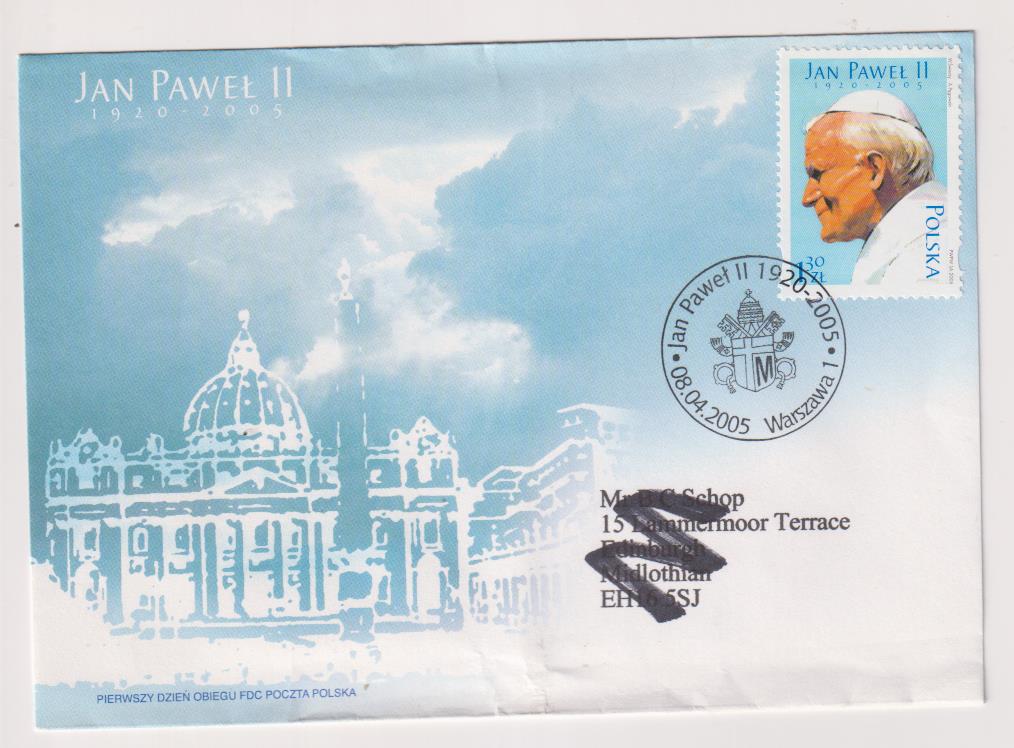 Polonia. Juan Pablo II. Sobre Primer Día. 8-4-2005