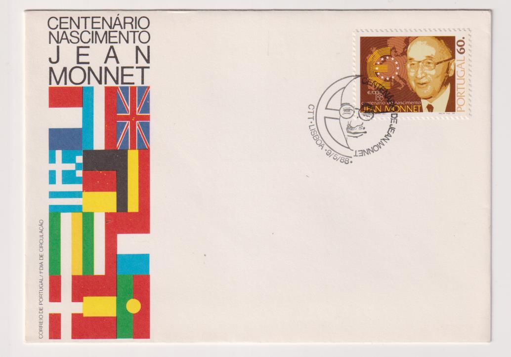 Portugal. Sobre Primer Día. Centenario Nacimiento Jean Monnet 9-May. 1988