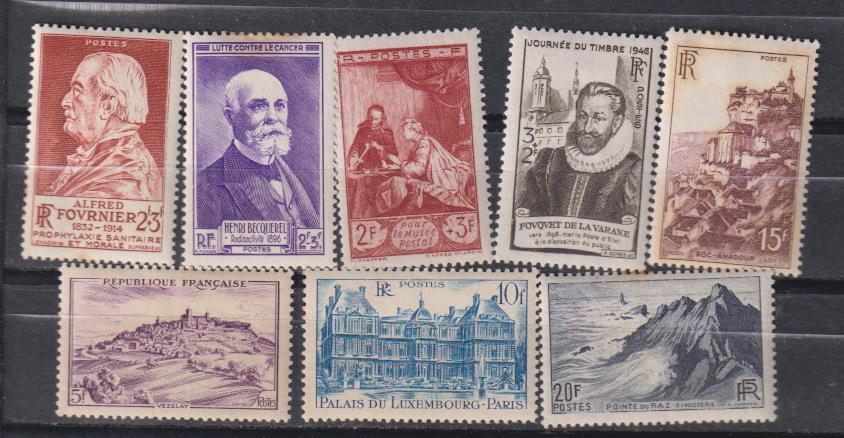 1946. Francia. Lote de 8 sellos *