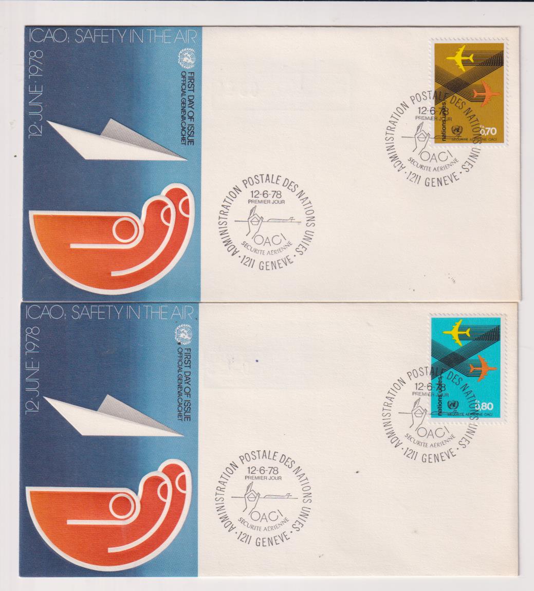 2 Sobres primer Día. Administración Postal de las naciones Unidas 12-6-78. Geneve