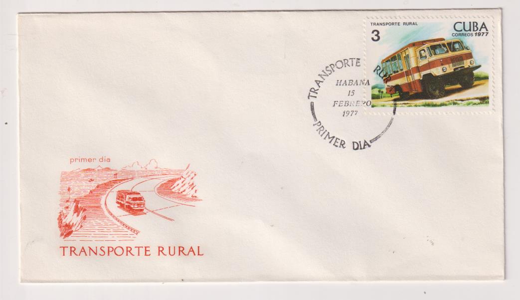 Cuba. Sobre Primer Día. Transporte Rural, 15 Feb. 1977