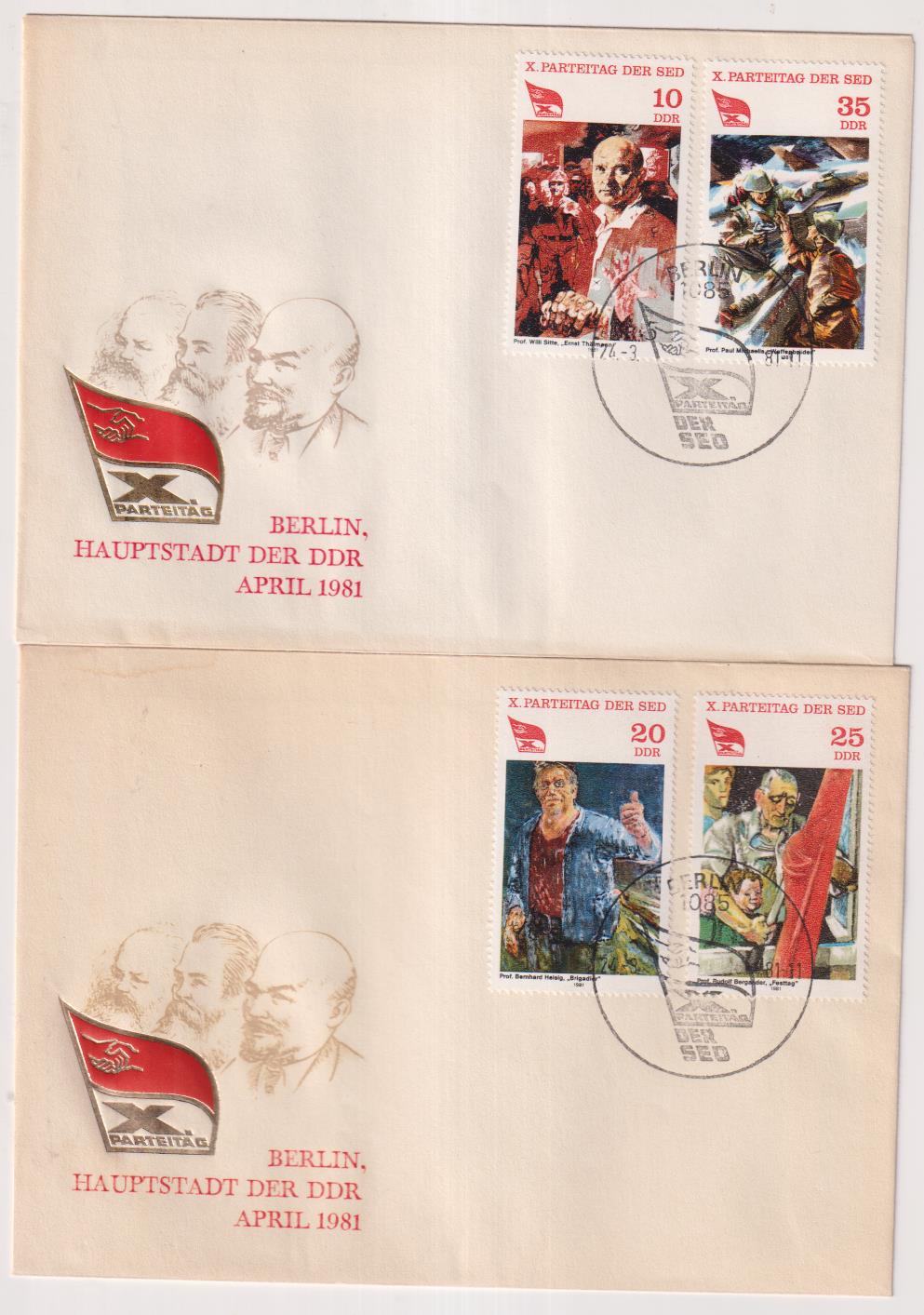 República Democrática Alemana. 2 Sobres primer Día. Año 1981