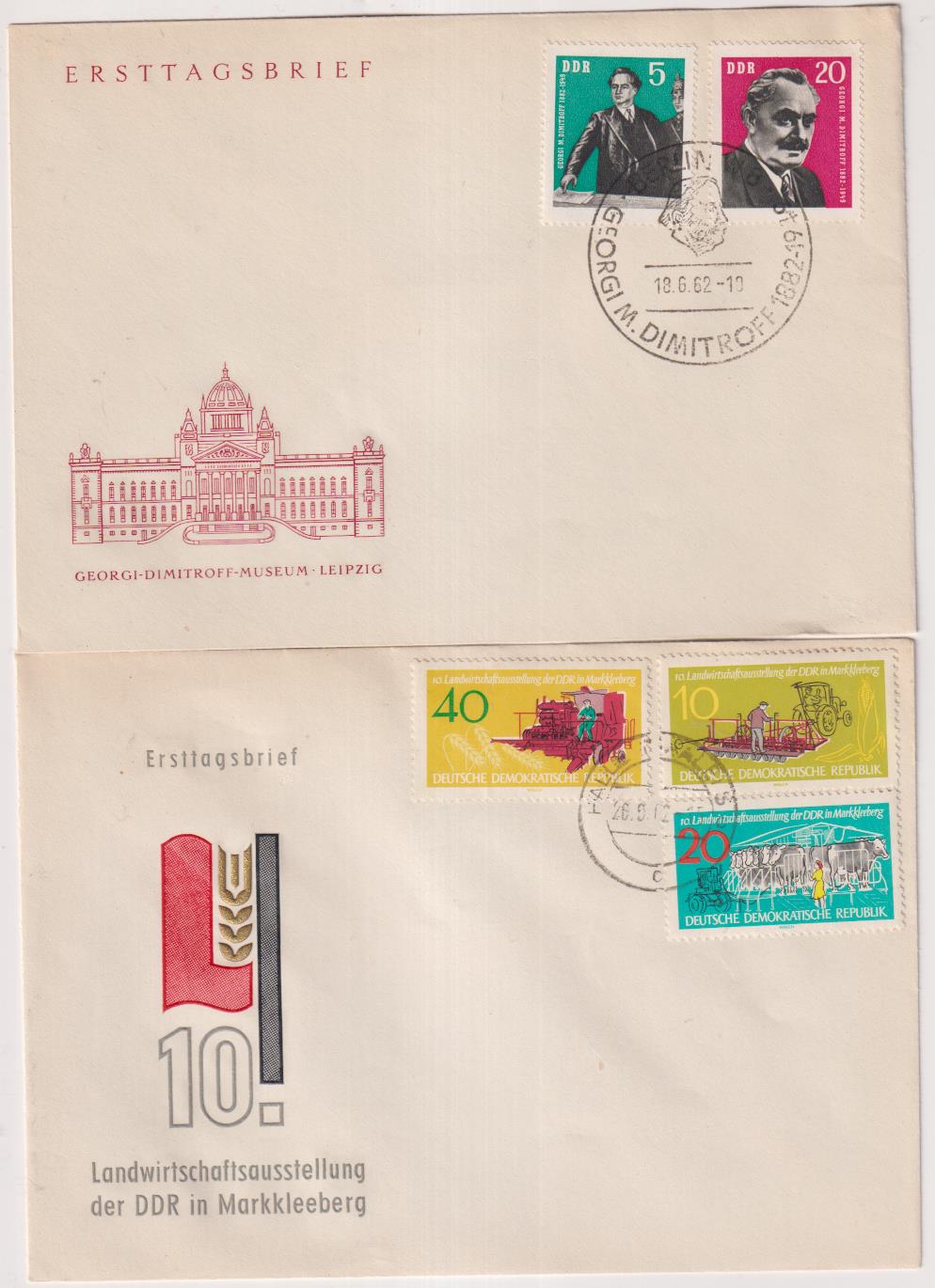 República Democrática Alemana. 2 Sobres Primer Día, 1963