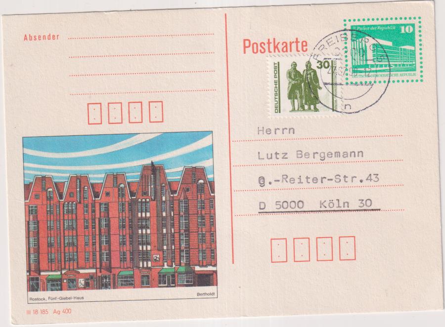 República Democrática Alemana. Tarjeta Postal primer Día, Berlín 1990