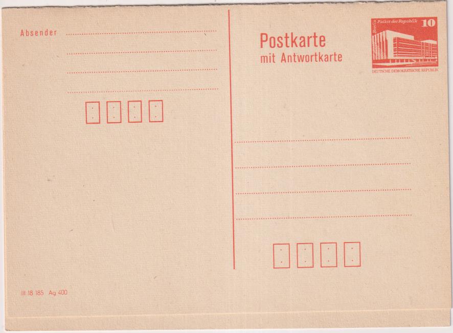 República Democrática Alemana. Tarjeta Postal
