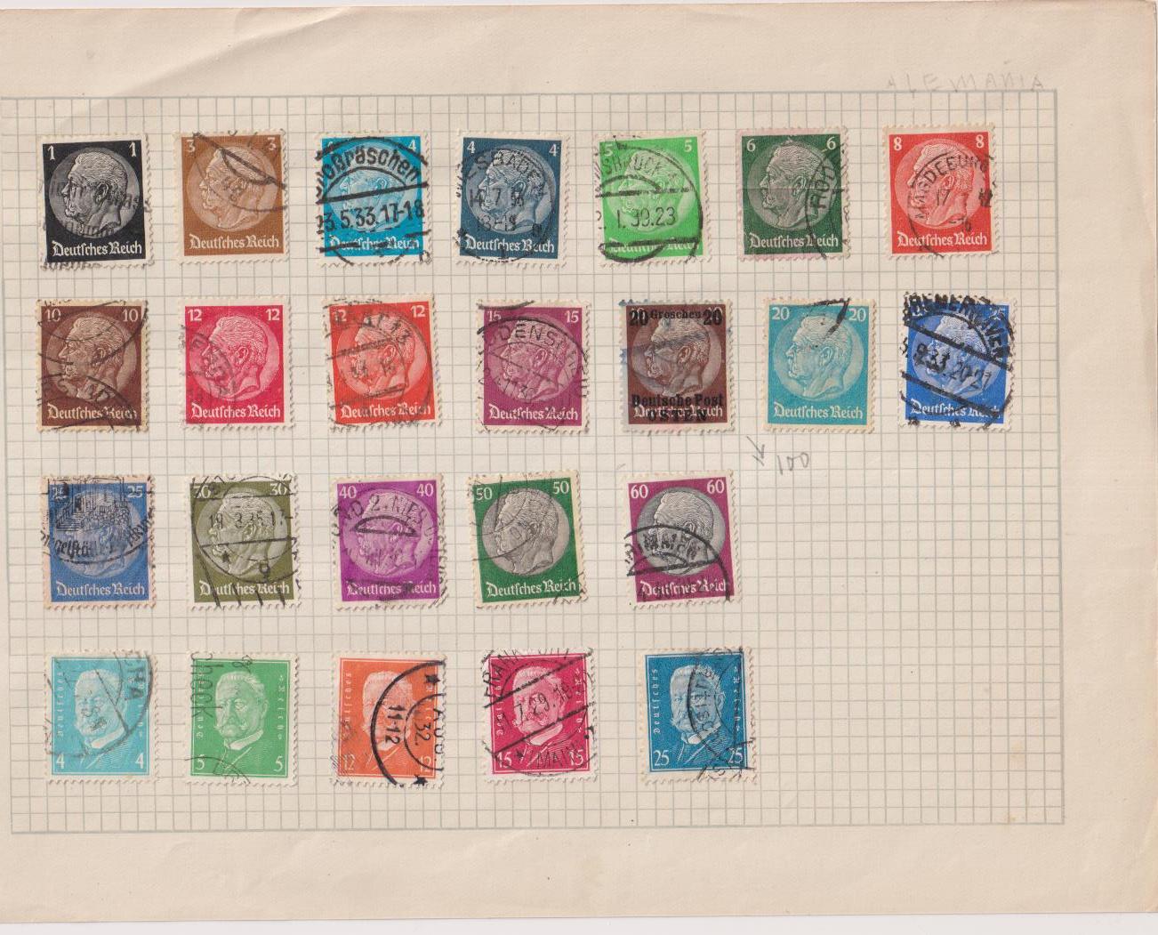 Alemania. Lote de 24 sellos usados. Años 30