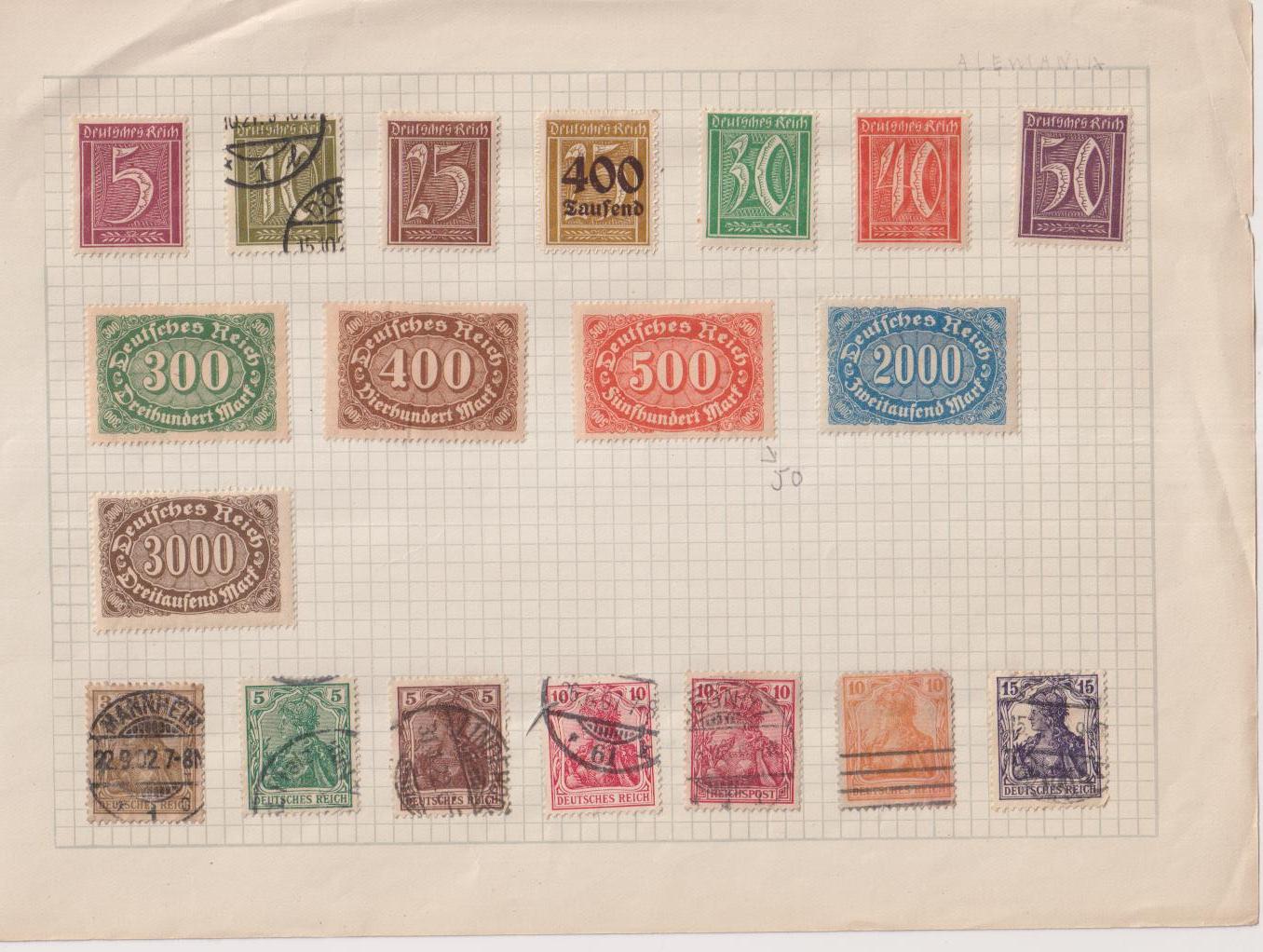 Alemania. Lote de 19 sellos nuevos y usados. Años 20