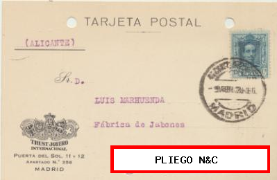 Tarjeta con Membrete de Madrid a Monóvar del 9-4-1926. Con Edifil 315