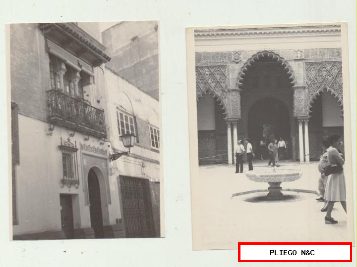 fotógrafo Agudelo. 2 fotografías (12,5x9) C/Almansa, 13 de Aníbal González y patio del alcázar. Año60-70