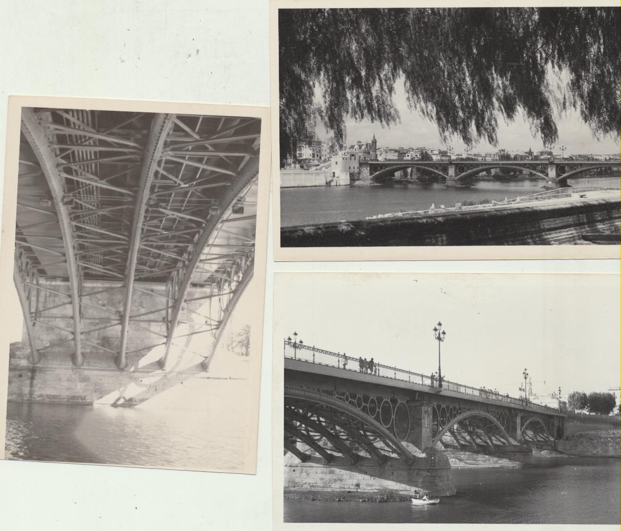 Fotógrafo Agudeló. 3 Fotografías (9x12) Puente de Isabel II. Años 60-70