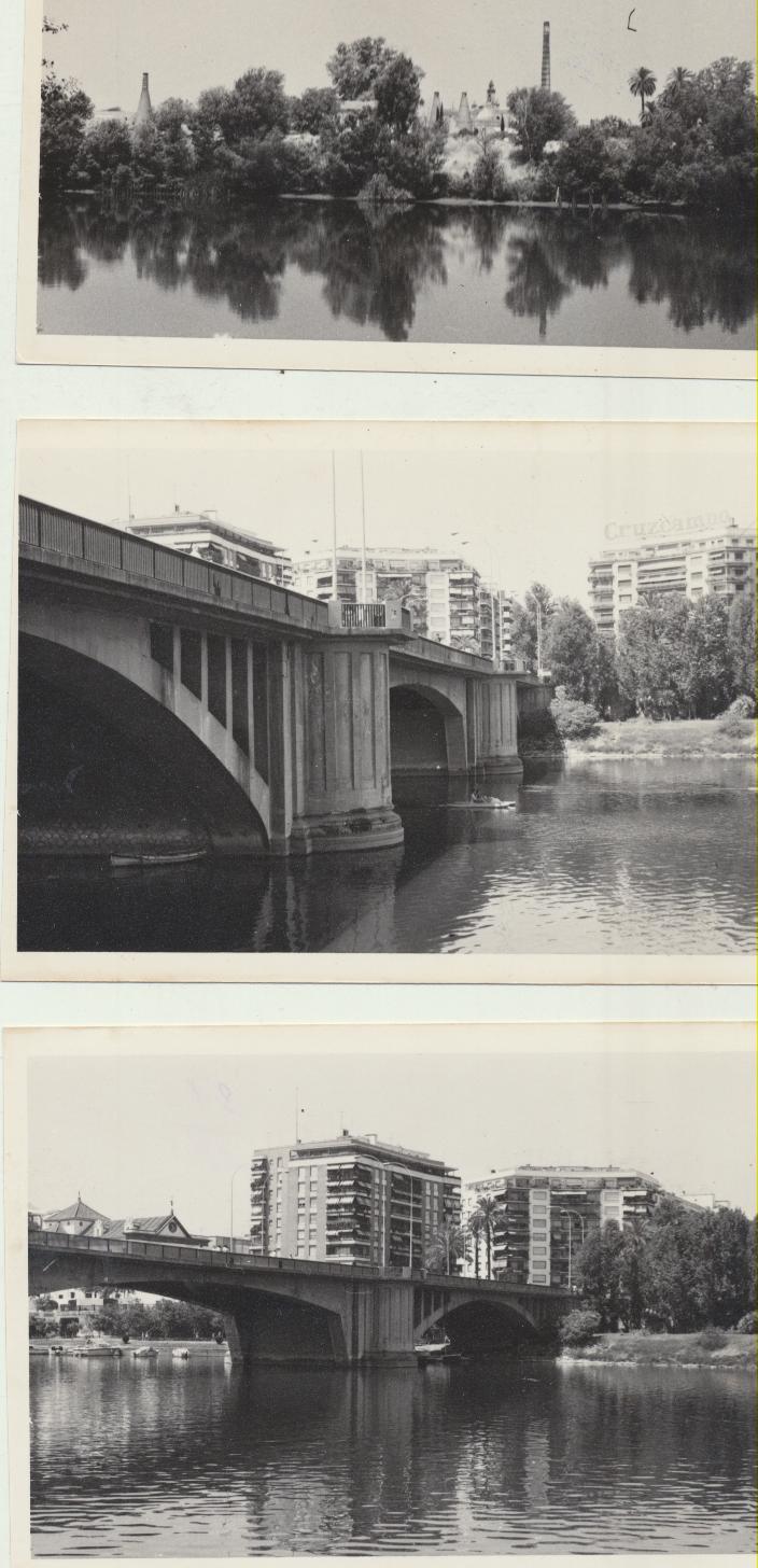 Fotógrafo Agudeló. 3 Fotografías (9x12) La Cartuja y dos del Puente San Telmo. Años 70