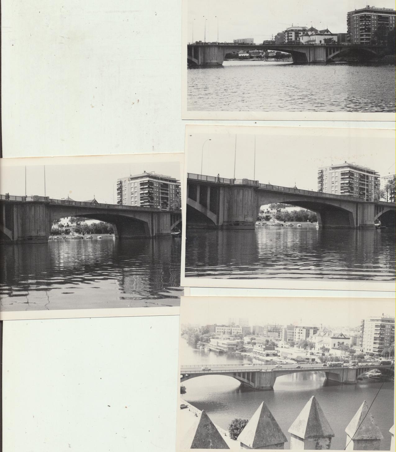 Fotógrafo Agudeló. 4 fotografías (9x12) Puente de San Telmo. Años 60-70