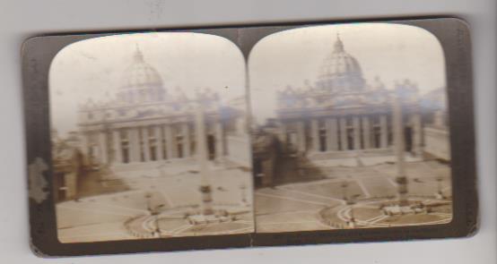 Fotografía estereoscópica (9x17) albúmina. San Pedro. Roma 1902