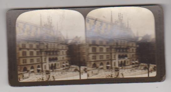 Fotografía estereoscópica (9x17) albúmina. The new Rathhaus. Múnich 1901