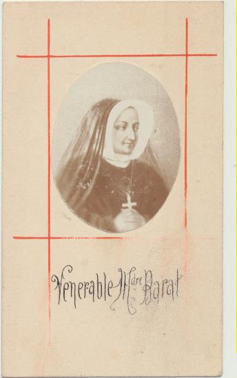 Estampa (9,5x5) Venerable Madre Barat. fundadora del Sagrado Corazón de Jesús. 1887. Albúmina sobre cartón