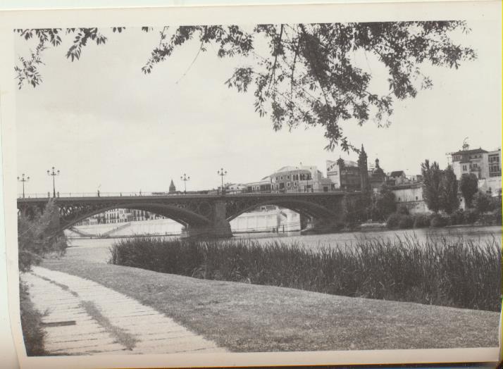 Fotografía (9x12) Puente Isabel II. Triana. Fotógrafo Agudelo, años 60-70