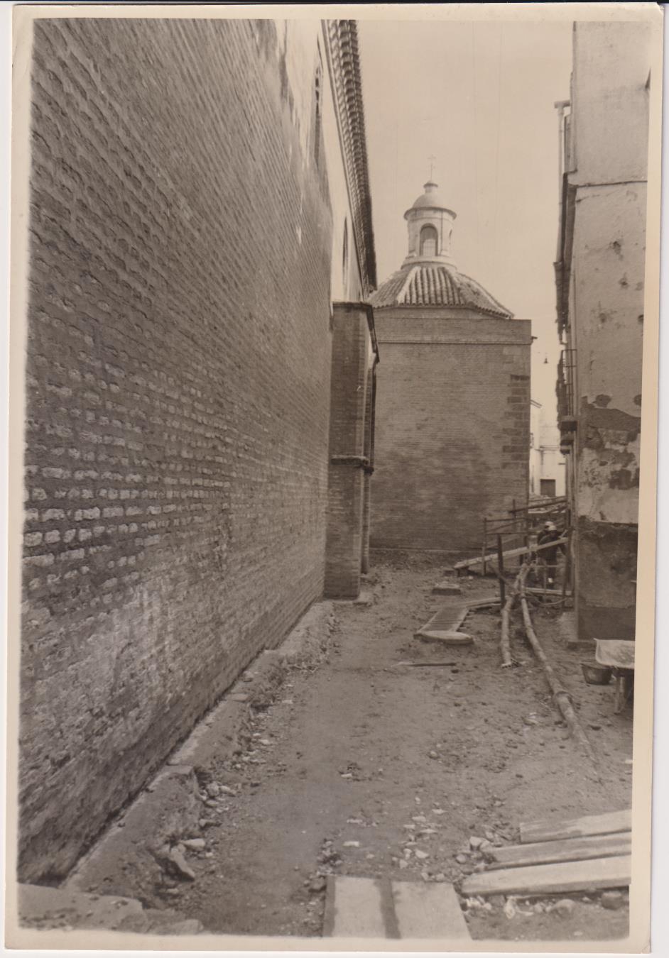 Fotografía (21x15,5) ObraS de Restauración en la Iglesia de Santa Marina. Fotos serafín, Años 60