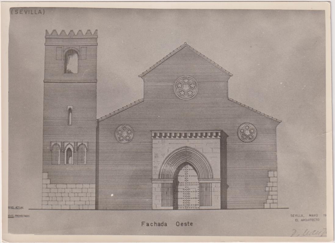 Iglesia de Santa Marina. Fotografía (13,5x18) Plano de Restauración en años 60-70. Fot. Serafín
