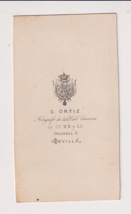 Fotografía (10,5x6) Albúmina. Fotógrafo G. Ortiz.  Odonnnell, 8. Sevilla. Siglo XIX
