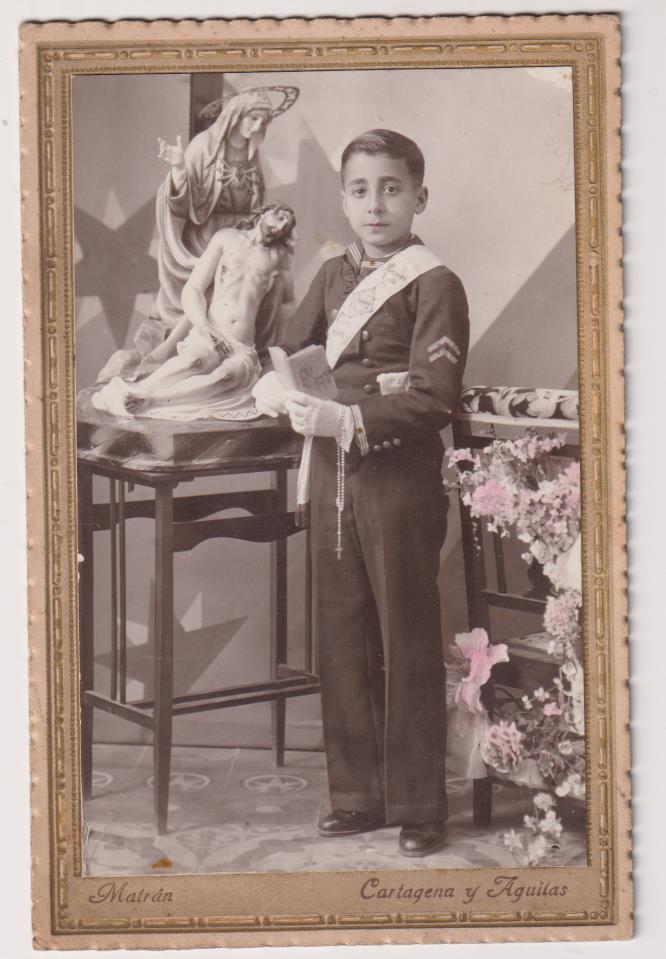 Fotografía (13,5x9) Niño de comunión. Foto. Matrán- Cartagena y Águilas. 1932